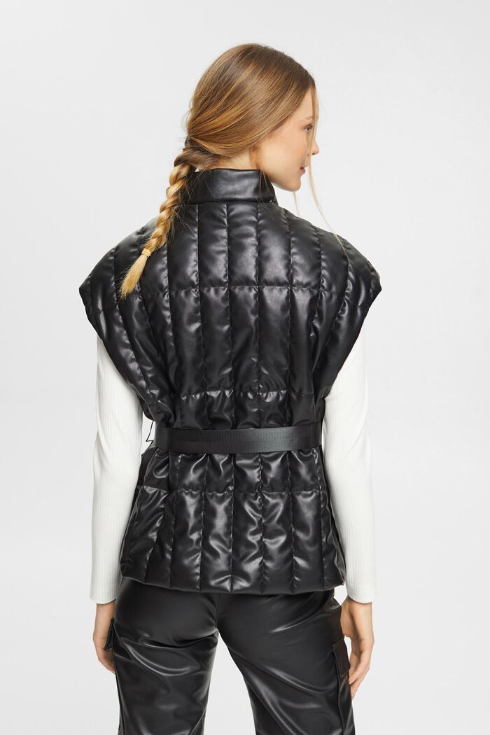 Quilted body warmer with belt, BLACK, detail image number 3