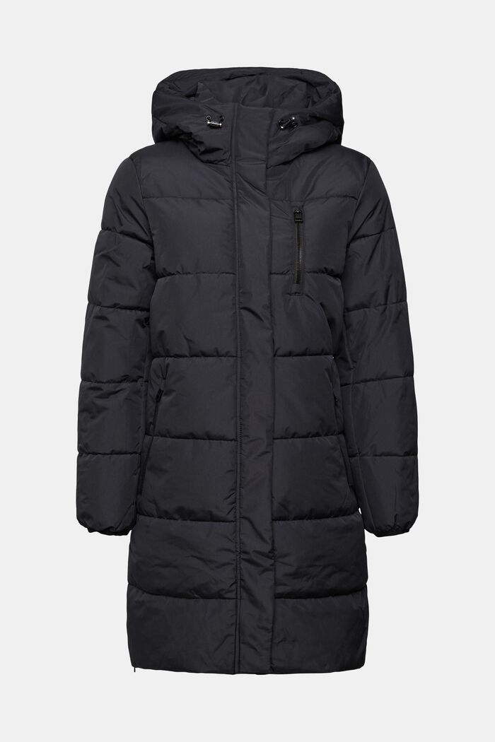 Quilted coat with zip pockets, BLACK, detail image number 2