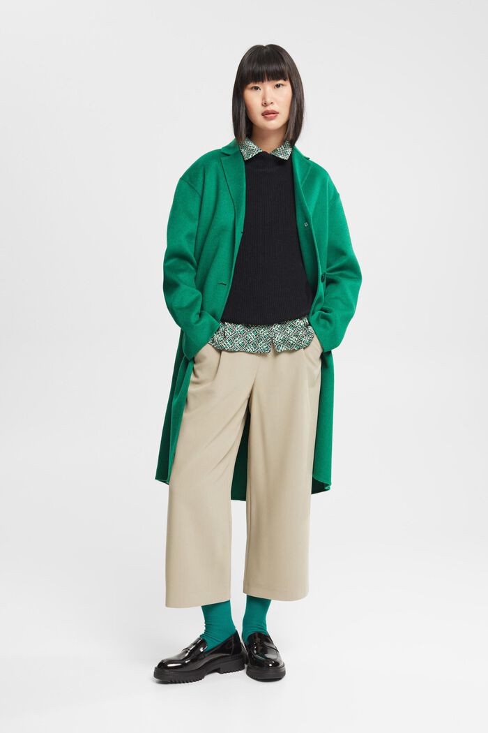 Wool blend coat, EMERALD GREEN, detail image number 0