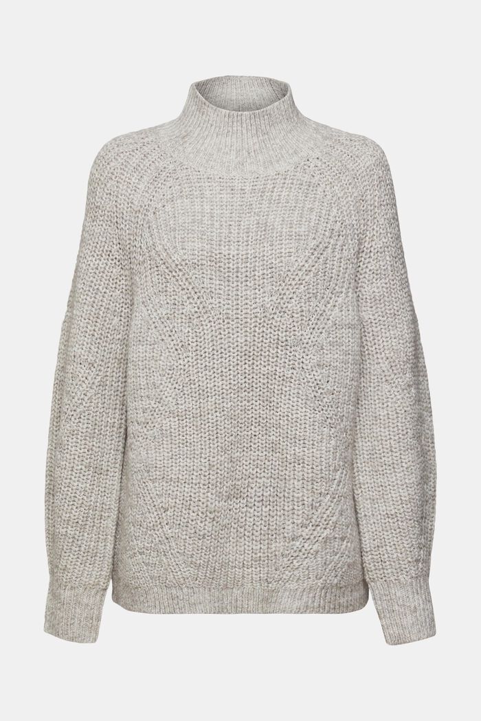 Knitted jumper with stand-up collar, LIGHT TAUPE, detail image number 6