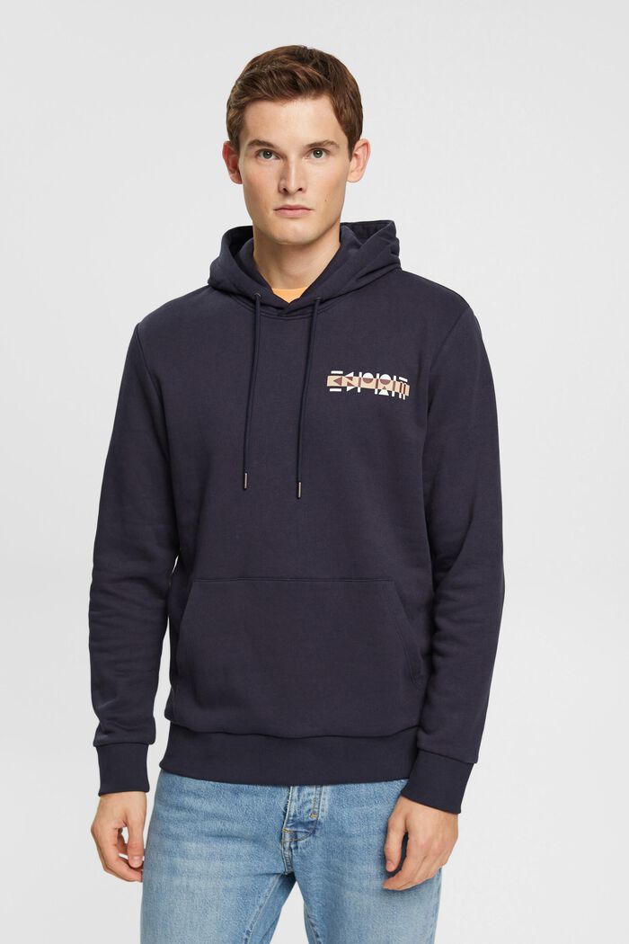 Hoodie with small logo print, NAVY, detail image number 0