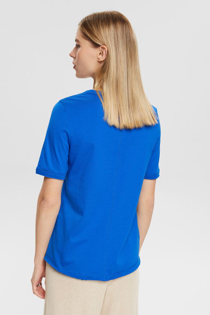 Cotton t-shirt with heart-shaped logo, BLUE, detail image number 3