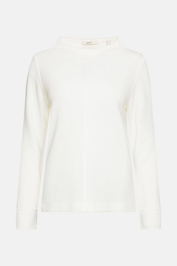 Stand-up collar sweatshirt, cotton blend, OFF WHITE, detail image number 7