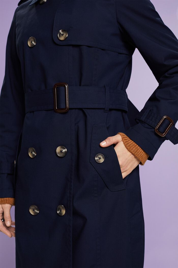 Belted Double-Breasted Trench Coat, NAVY, detail image number 3