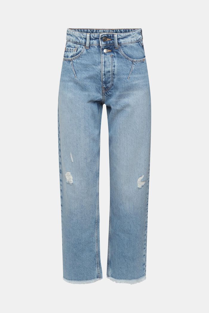 High-rise distressed dad fit jeans, BLUE LIGHT WASHED, detail image number 7