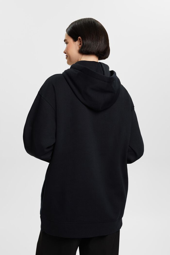 Oversized Cotton-Fleece Hoodie, BLACK, detail image number 3