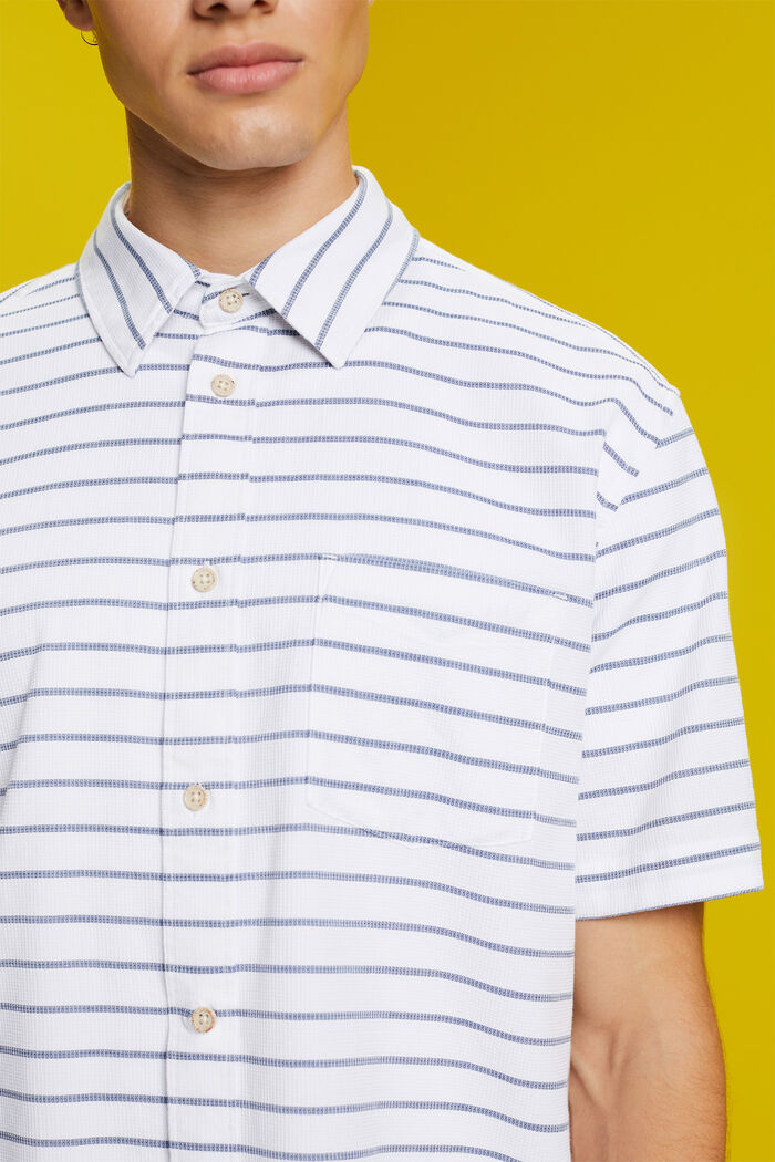 Striped waffle piqué shirt, 100% cotton, WHITE, detail image number 2