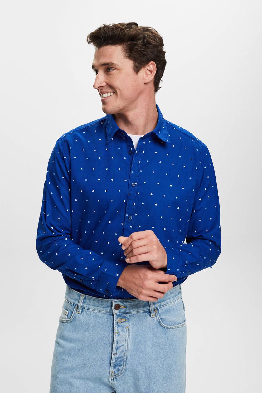 Slub cotton shirt with lunar dot pattern