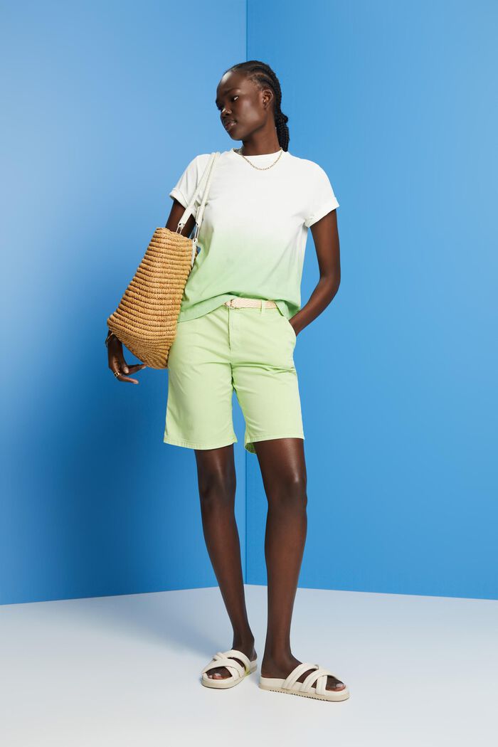 Shorts with braided raffia belt, CITRUS GREEN, detail image number 1
