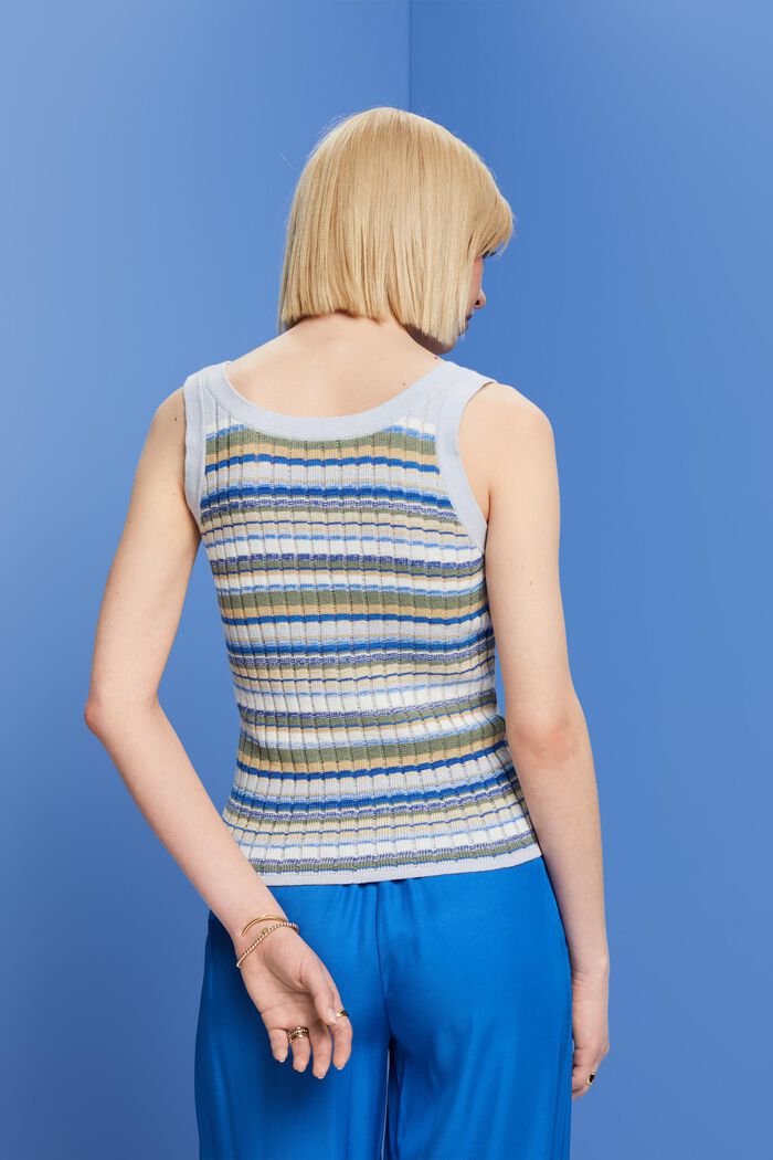 Sleeveless knit top, 100% cotton, PASTEL BLUE 3, detail image number 3