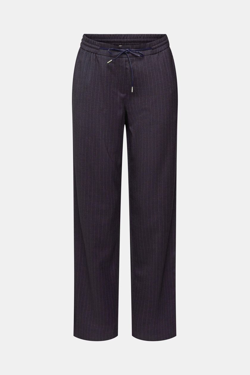 Mid-rise pinstriped jogger style trousers