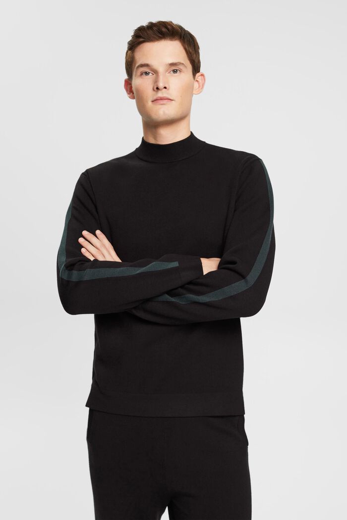 Mock neck sweater, LENZING™ ECOVERO™, BLACK, detail image number 0