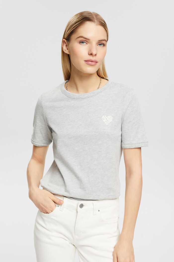 Cotton blend T-shirt, LENZING™ ECOVERO™, LIGHT GREY, detail image number 0