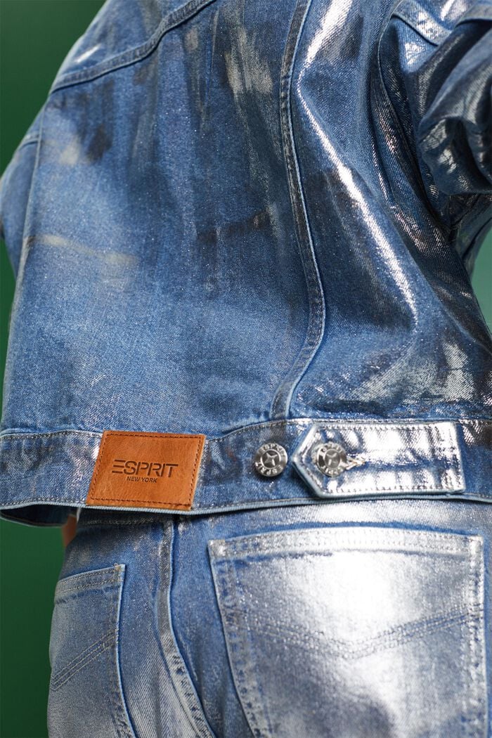 Metallic Denim Jacket, GREY RINSE, detail image number 5