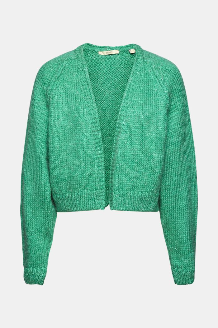 Cropped wool blend cardigan, LIGHT GREEN, detail image number 6