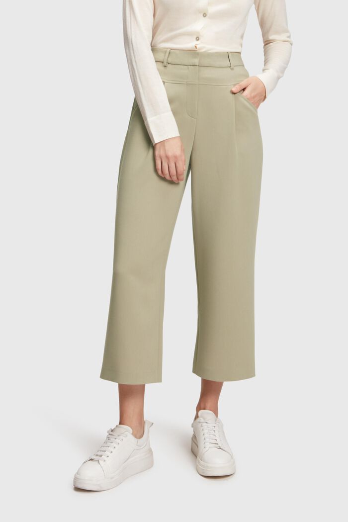 High-rise culottes with waist pleats, PALE KHAKI, detail image number 0