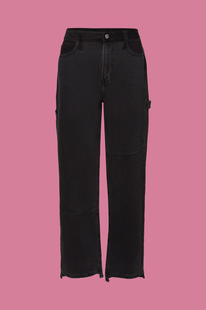 Wide leg jeans with an asymmetric hem, BLACK MEDIUM WASHED, detail image number 7