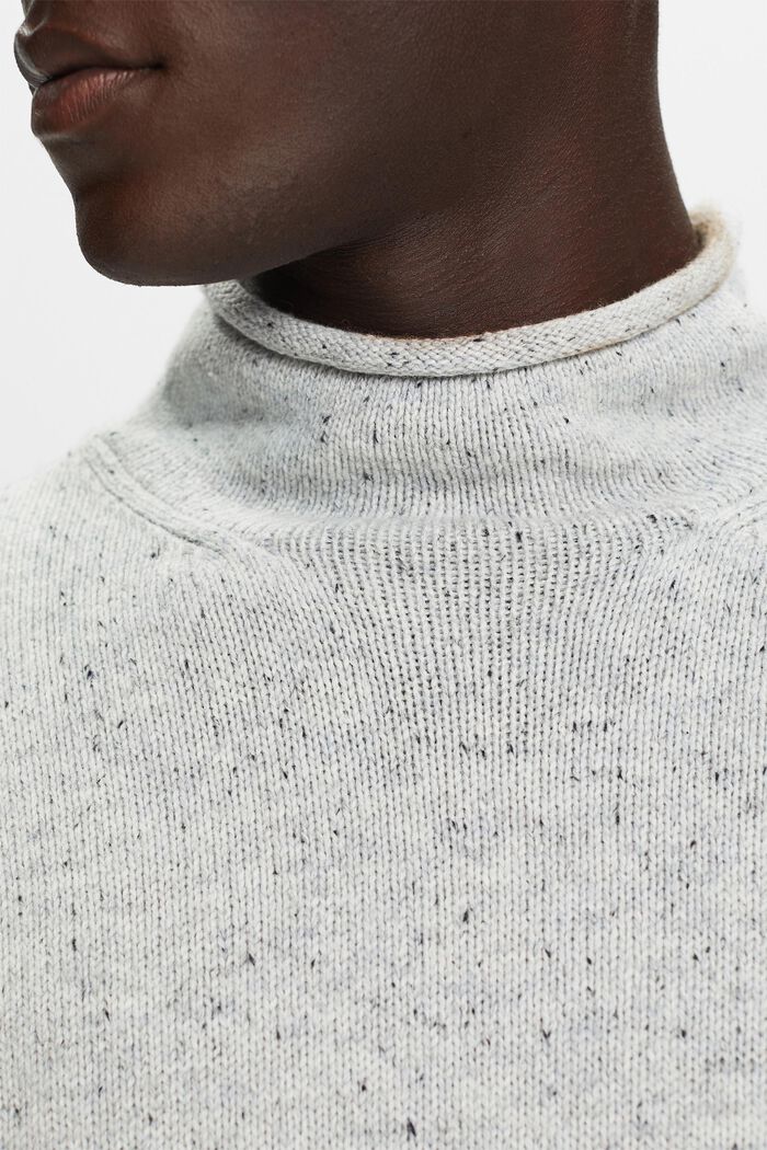 Mock neck jumper, wool blend, LIGHT GREY, detail image number 1