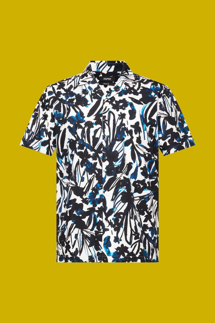 Patterned short sleeve shirt, 100% cotton, NAVY, detail image number 7