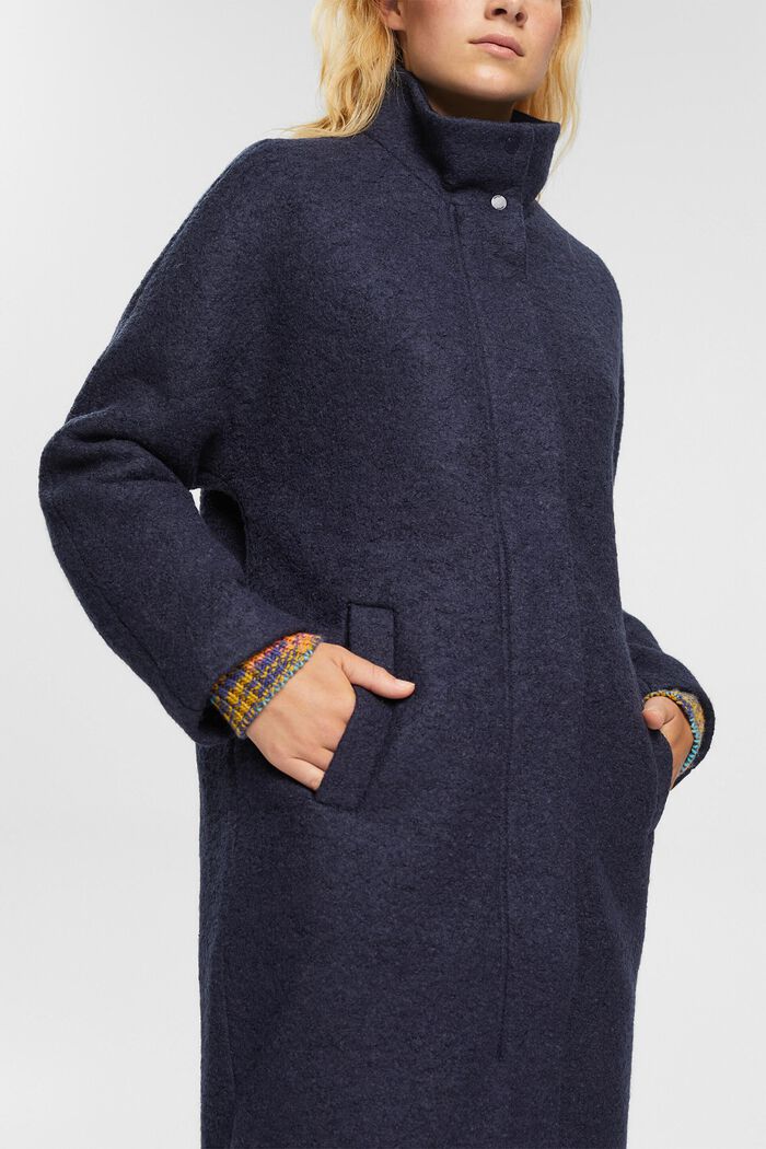 Wool-Blend Coat, NAVY, detail image number 0