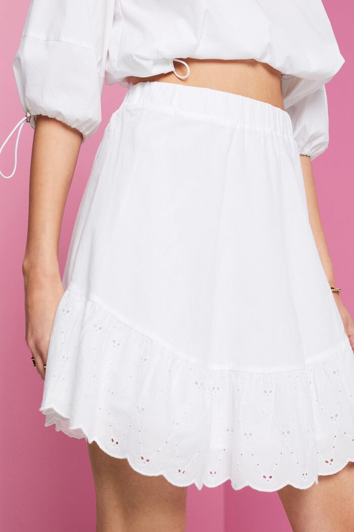 Embroidered Cotton Mini Skirt, WHITE, detail image number 2