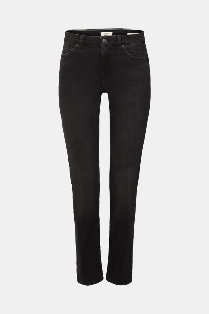 Mid-Rise Straight Jeans, BLACK DARK WASHED, detail image number 6