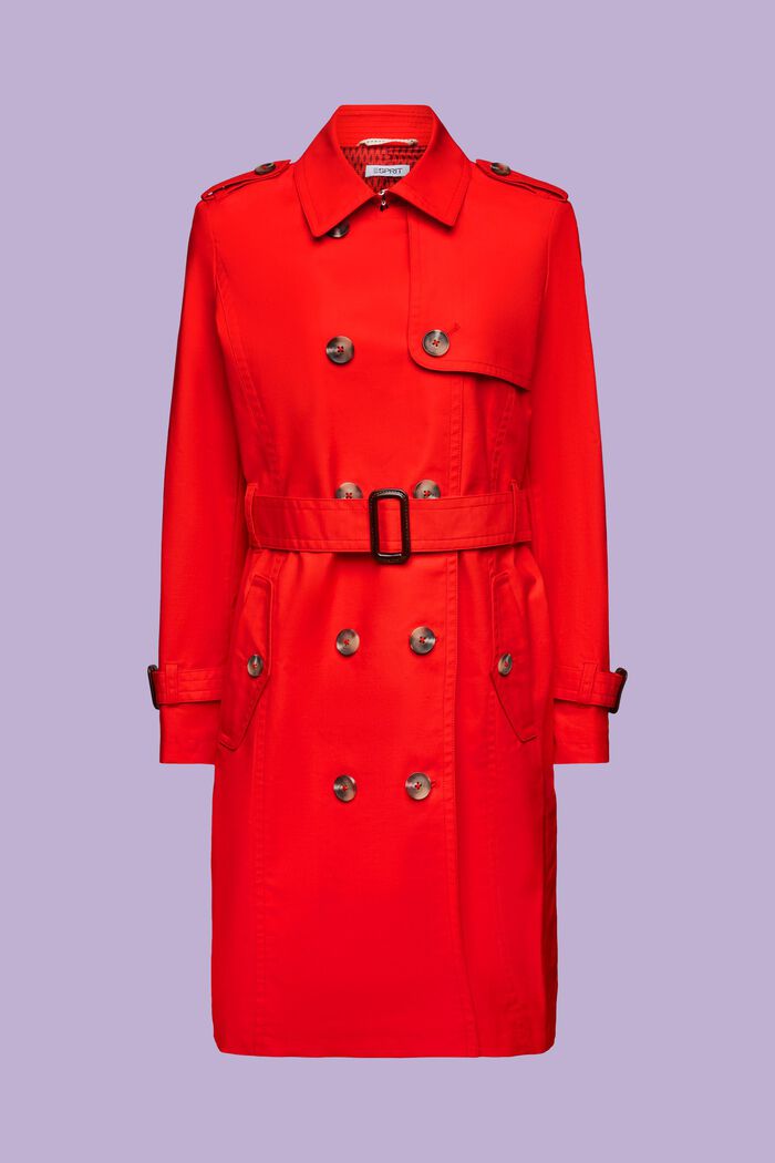 Belted Double-Breasted Trench Coat, RED, detail image number 6