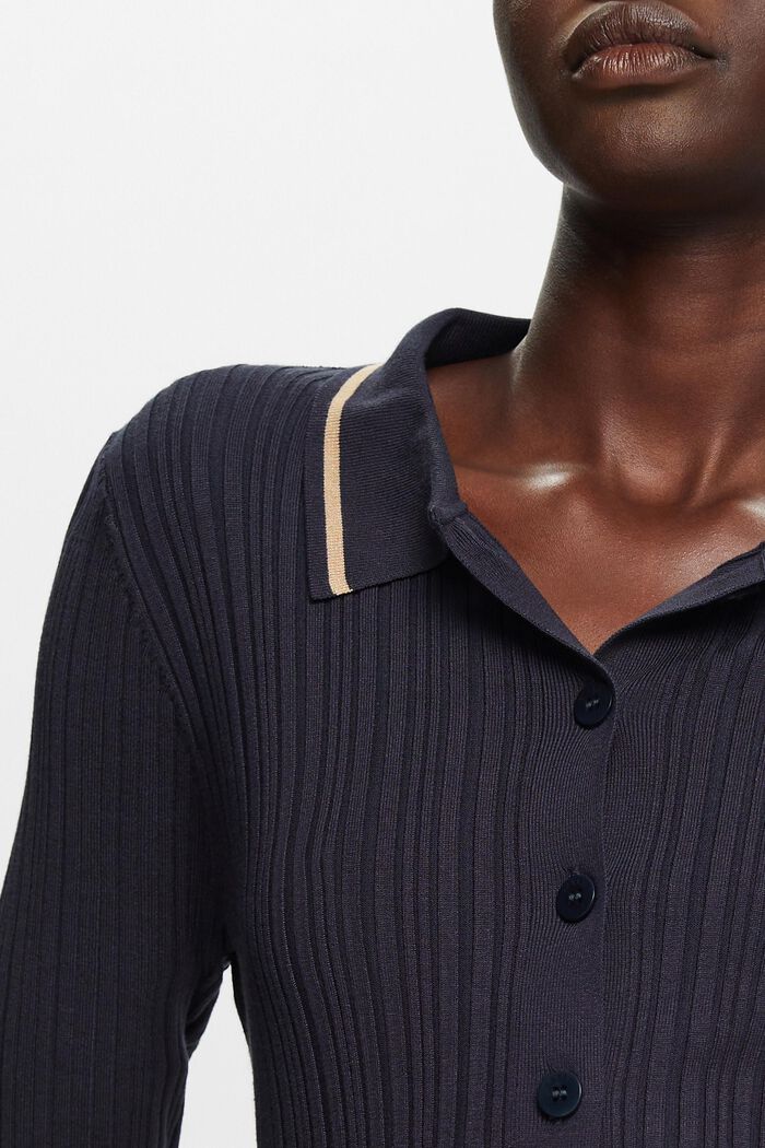 Button Front Knit Polo Top, NAVY, detail image number 2