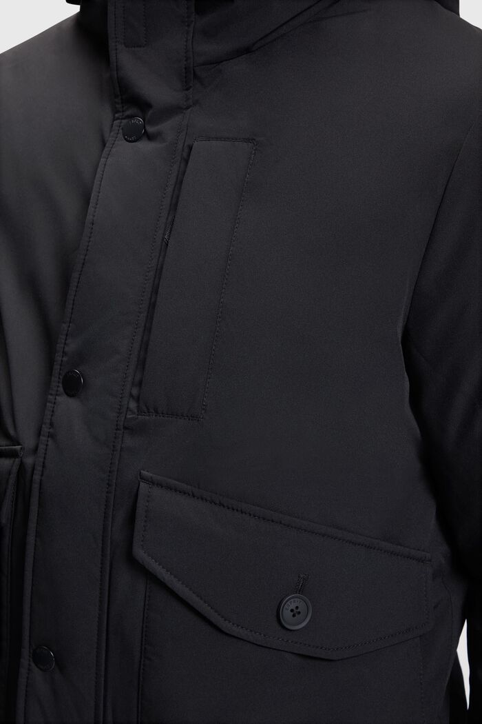 Down jacket with flap pockets, BLACK, detail image number 2