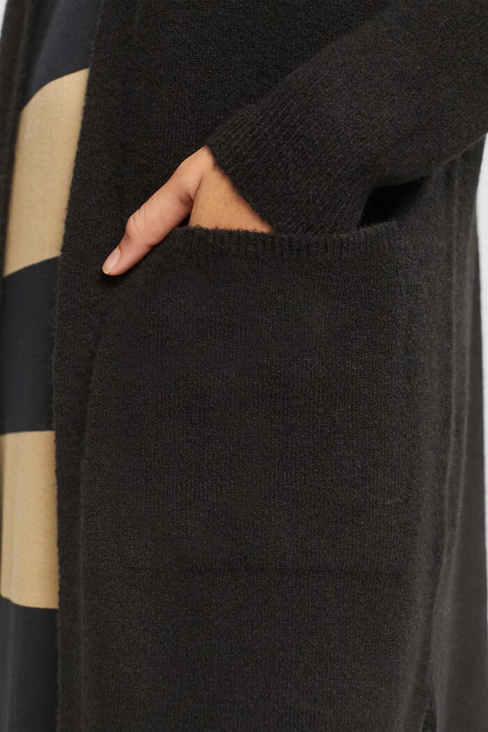 Wool blend: open cardigan, BLACK, detail image number 2