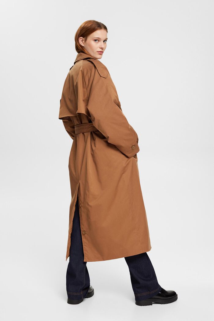Long padded trench coat, CARAMEL, detail image number 4