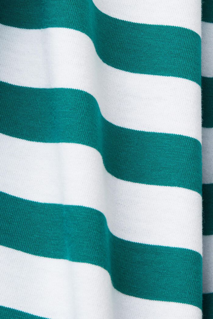 Striped Cotton T-Shirt, EMERALD GREEN, detail image number 4