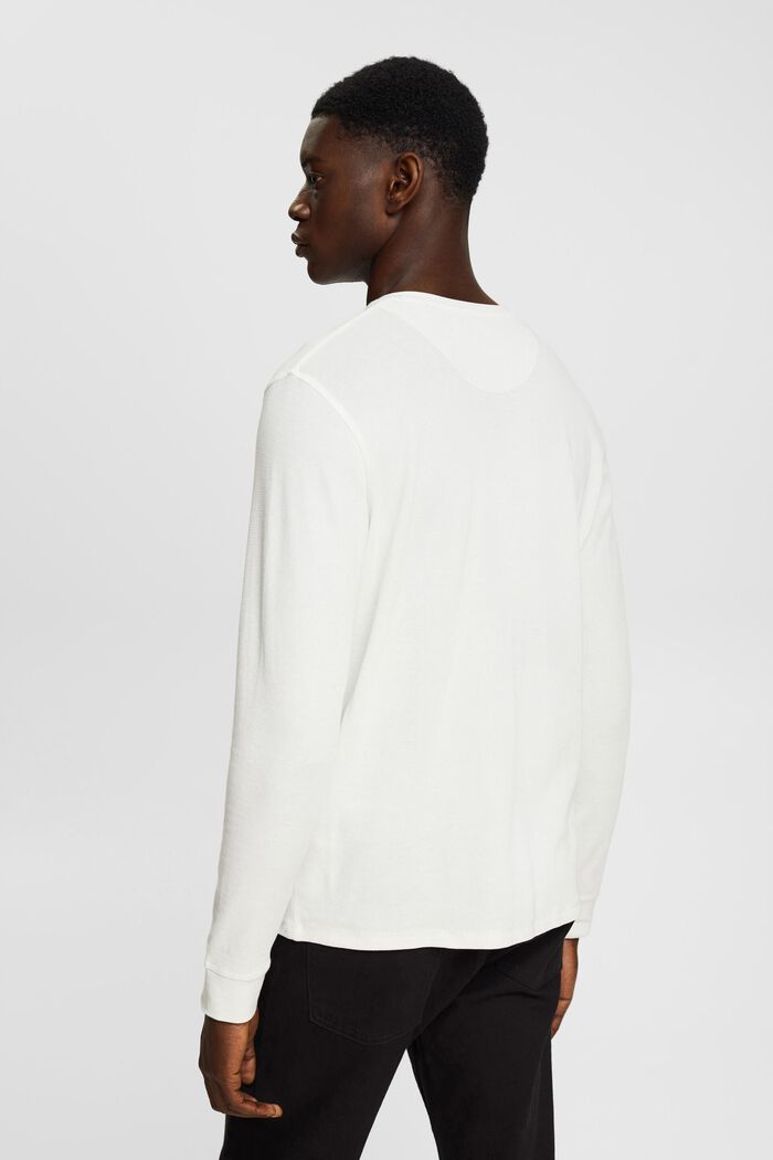 Long sleeve waffle piqué top, OFF WHITE, detail image number 3