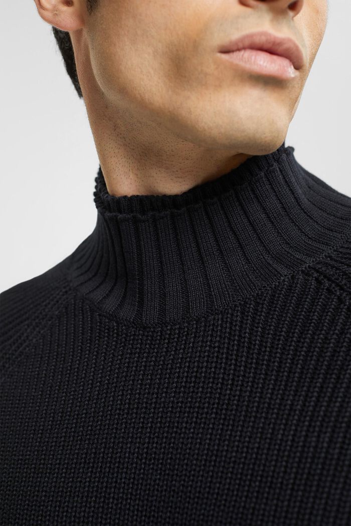 Knitted cotton jumper, BLACK, detail image number 2