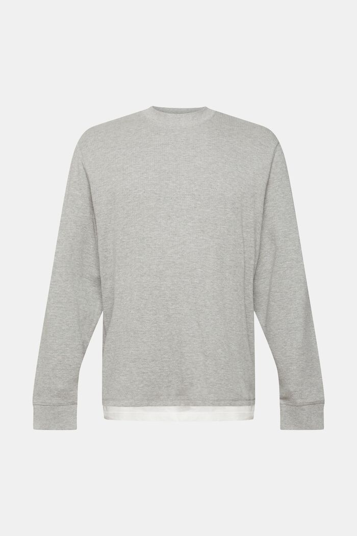 Ribbed long sleeve top, LIGHT GREY, detail image number 6