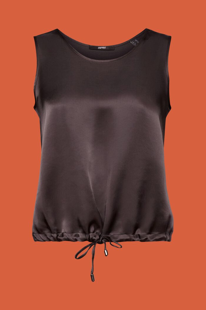 Recycled: mixed fabric satin top, ANTHRACITE, detail image number 7
