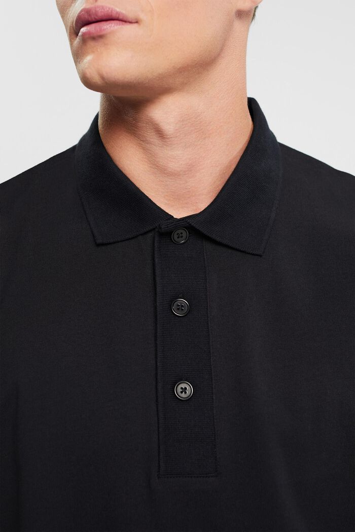 Long sleeve polo shirt, BLACK, detail image number 2