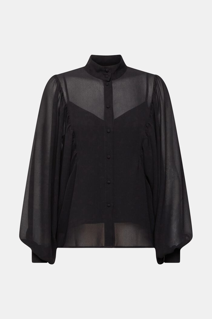 Wide chiffon blouse, BLACK, detail image number 6