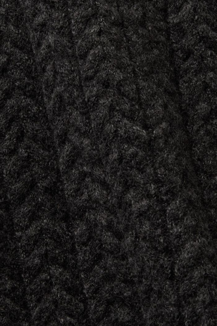 Melange Cable Knit Crewneck Sweater, BLACK, detail image number 6