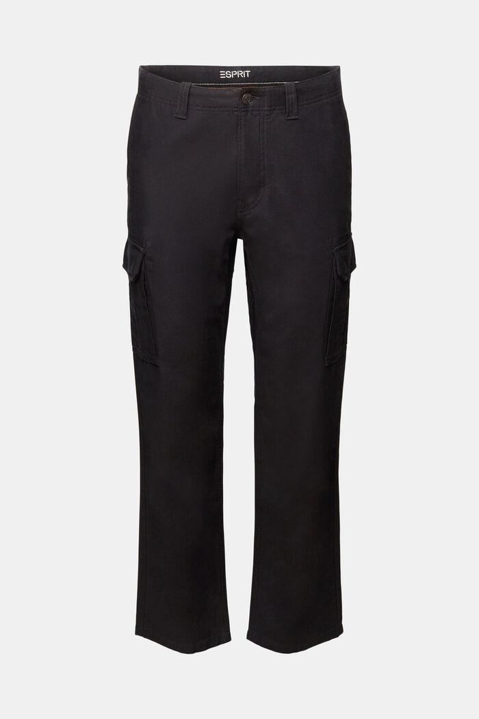 Washed cargo trousers, 100% cotton, BLACK, detail image number 7