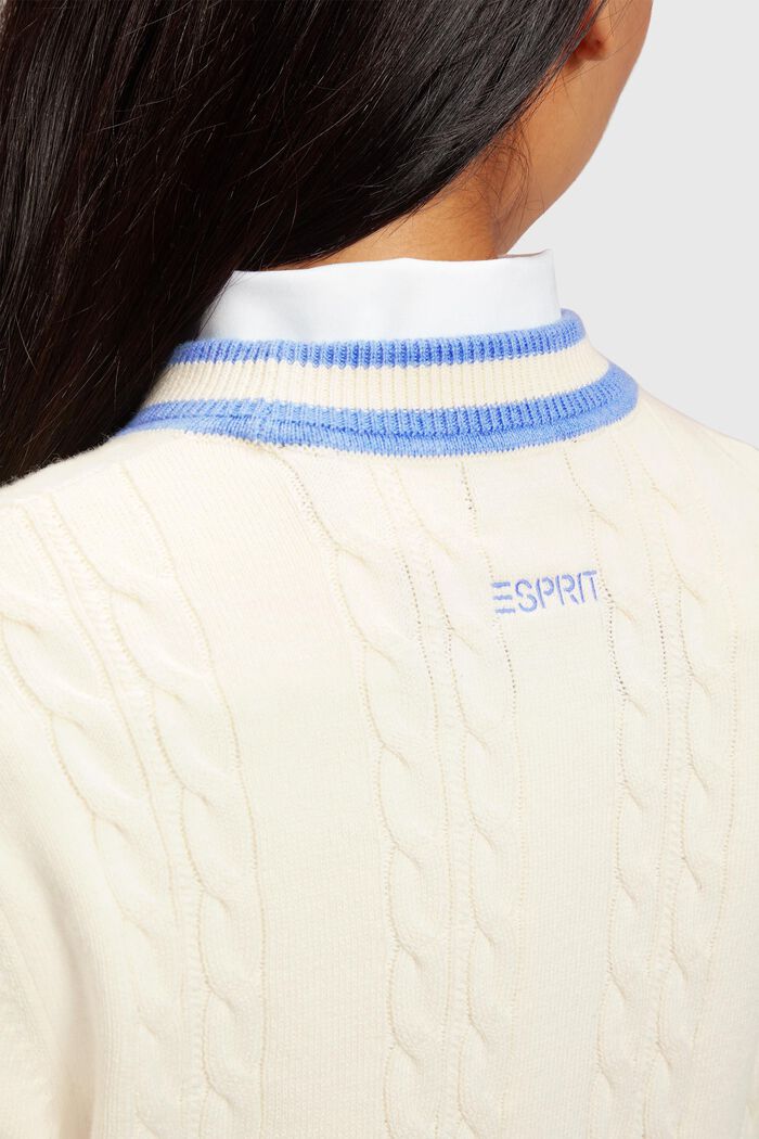 Dolphin Logo Cable Knit Sweater, OFF WHITE, detail image number 3