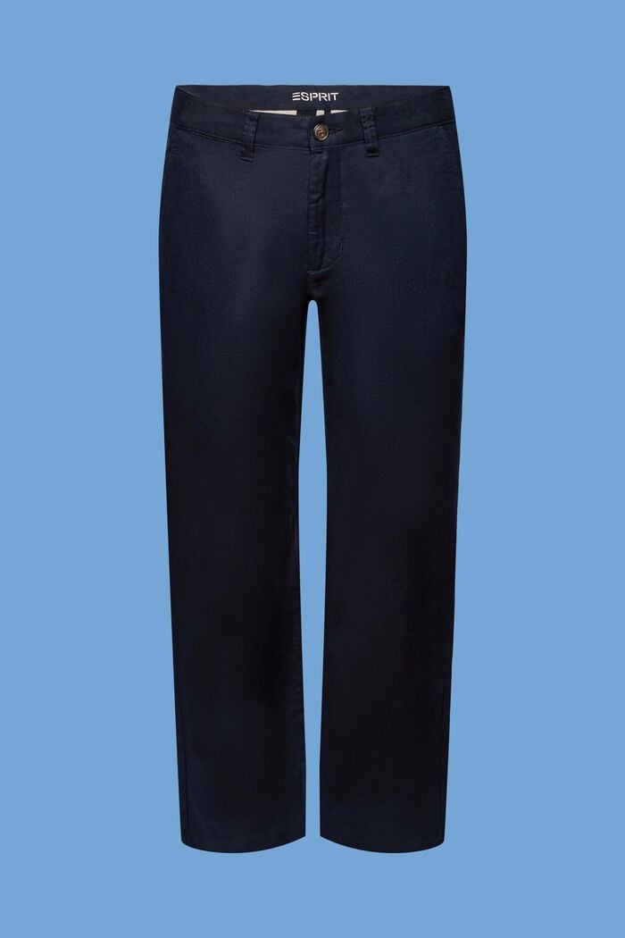 Cotton and linen blended trousers, NAVY, detail image number 8