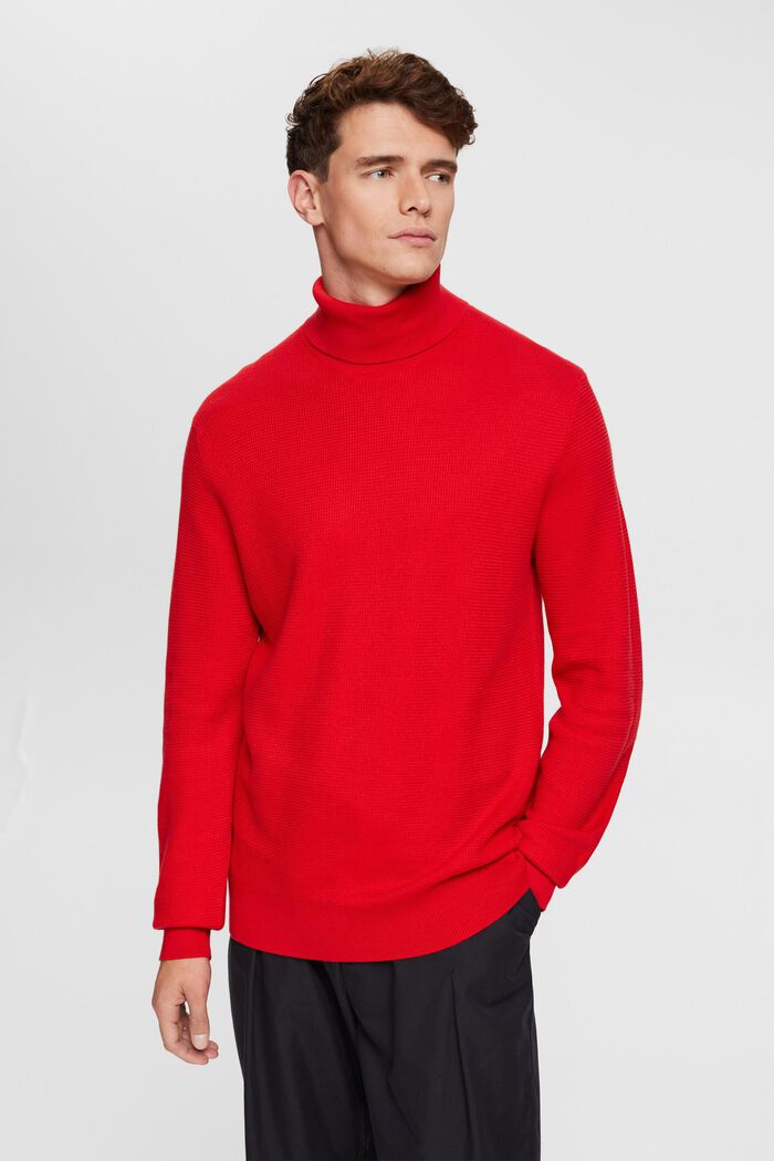 Knitted roll neck jumper, DARK RED, detail image number 0
