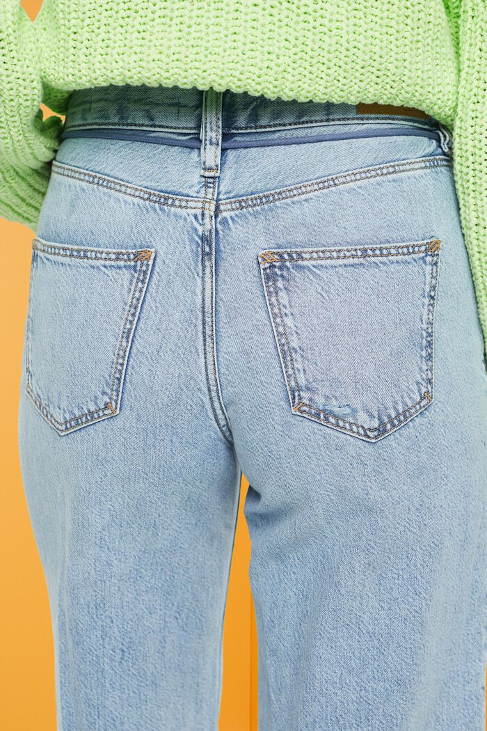 High-rise wide leg jeans with shoe lace belt, BLUE LIGHT WASHED, detail image number 4