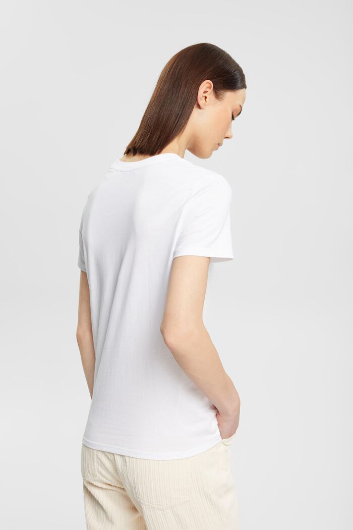 Cotton crewneck t-shirt, WHITE, detail image number 4