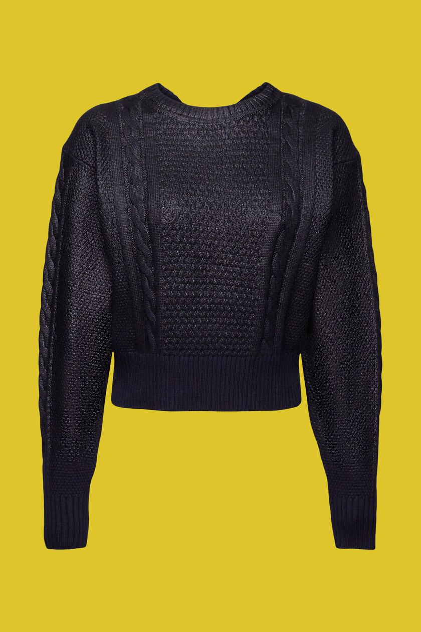 Metallic cable knit jumper