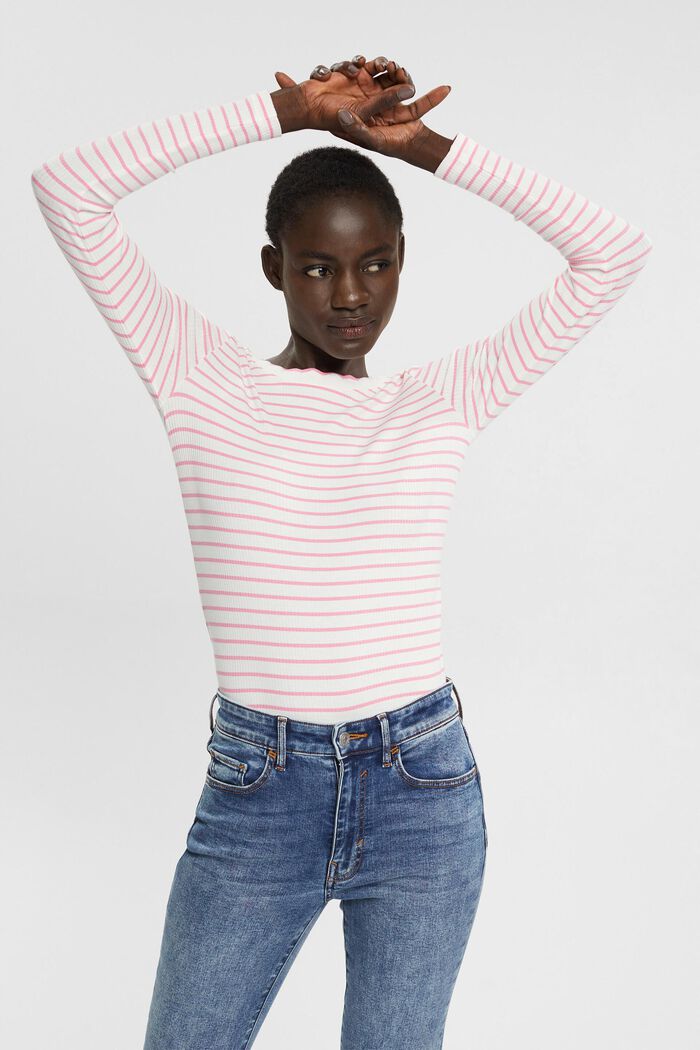 Long-sleeved ribbed top, OFF WHITE, detail image number 5