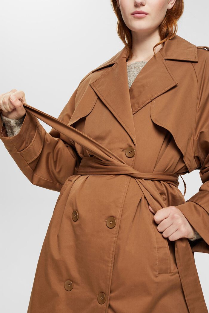 Long padded trench coat, CARAMEL, detail image number 3