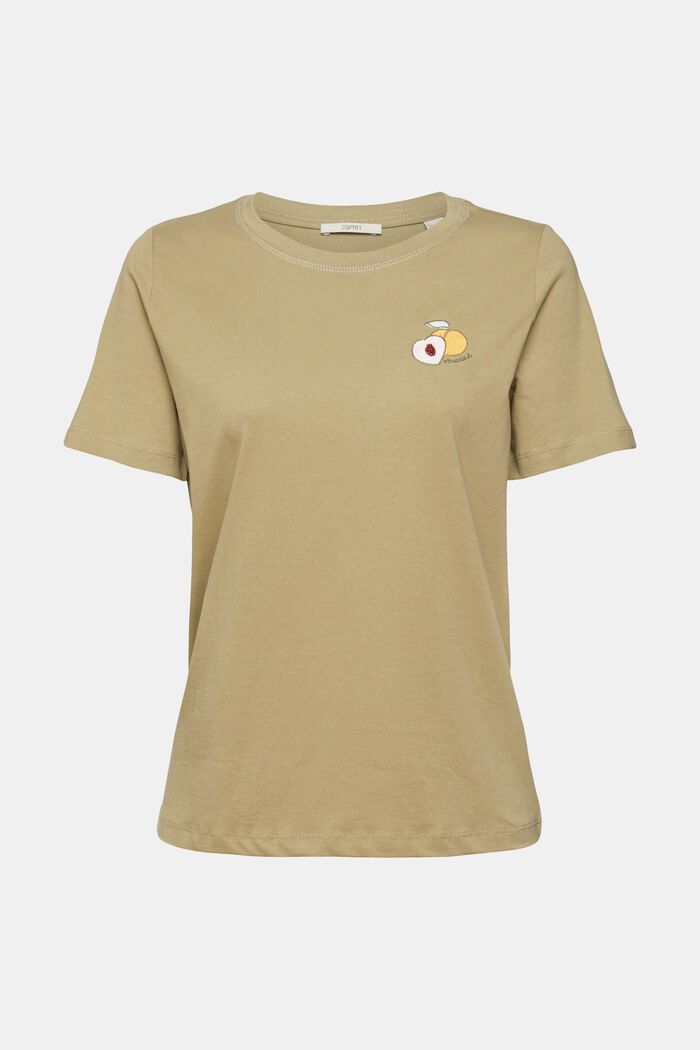 T-shirt with embroidered motif, PALE KHAKI, detail image number 6