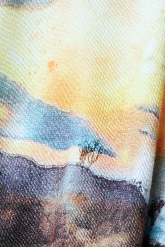 All-over landscape digital print cropped sweater, DARK BLUE, detail image number 5